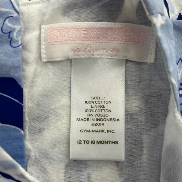 Janie and Jack Indigo Floral Sleeveless Dress 12-18mo Cotton Lined Pleated Front - Picture 5 of 5